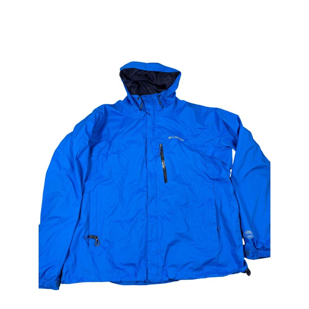 Columbia Omni-Tech Waterproof Shell Jacket Blue Men’s XL Rain Windbreaker